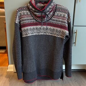 Eddie Bauer Charcoal and Crimson Nordic Turtleneck Sweater